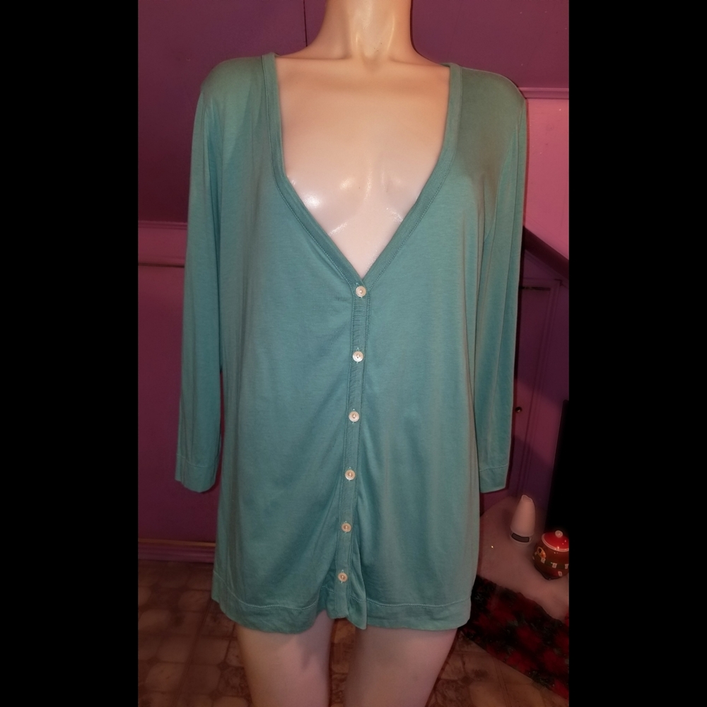 J Jill Extra Fine 100% Pima Cotton Cardigan sz XL